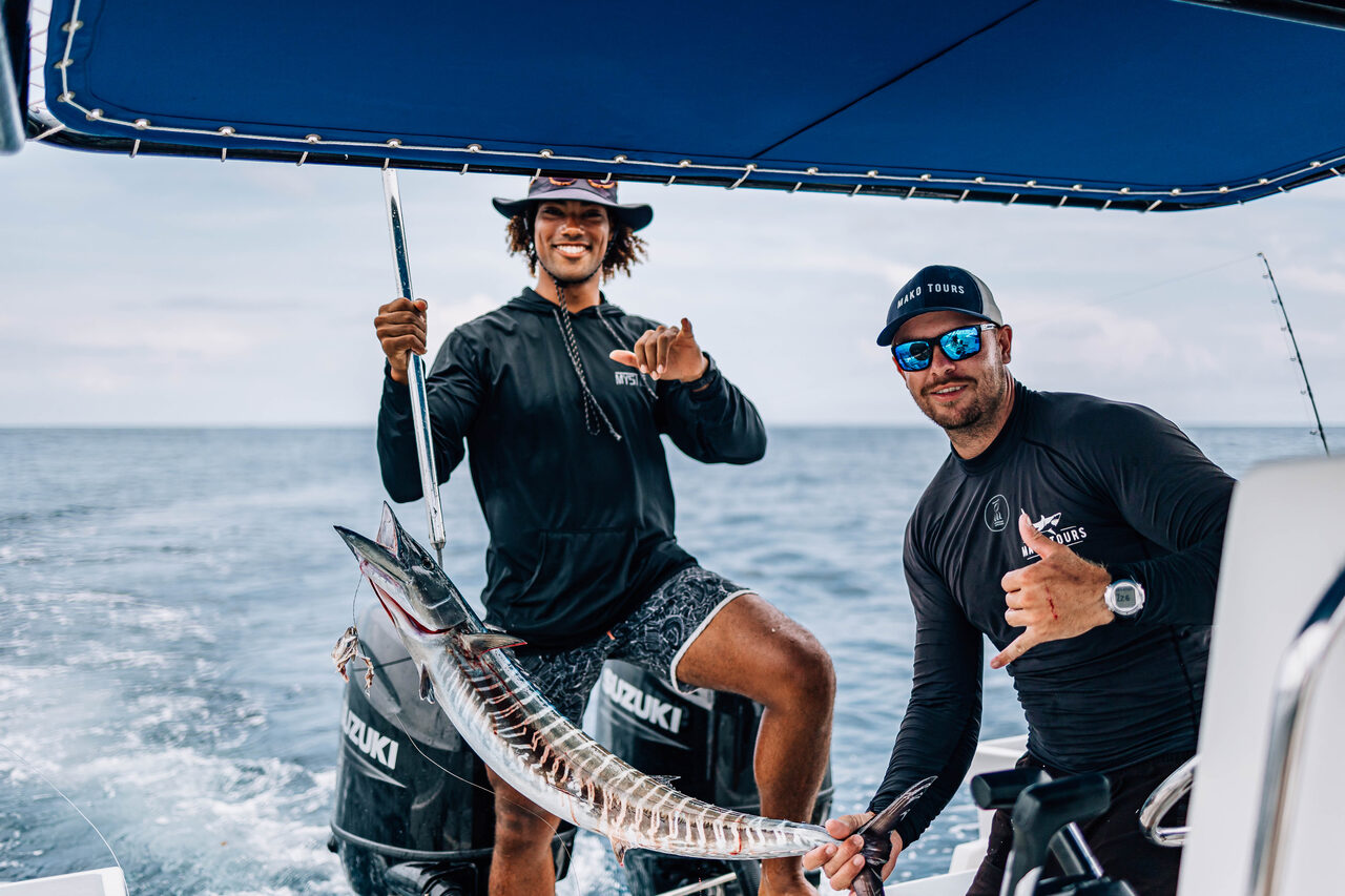 Two anglers on the boat